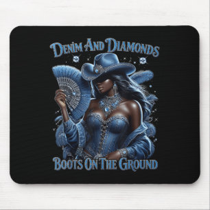 Western stiefelt auf der Erde Denim und Diamanten  Mousepad