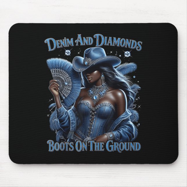 Western stiefelt auf der Erde Denim und Diamanten  Mousepad (Vorne)