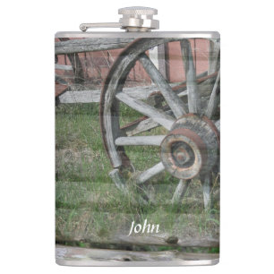 Western Stil rustikale Wagenrad Trinkflasche Flachmann