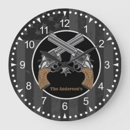 Western-Stil überquert Gewehre mit Namen Große Wanduhr