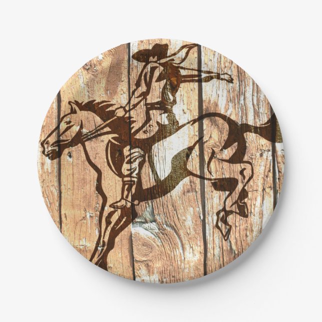 Western sträubender Cowboy-Papier-Teller Bronco Pappteller (Vorderseite)