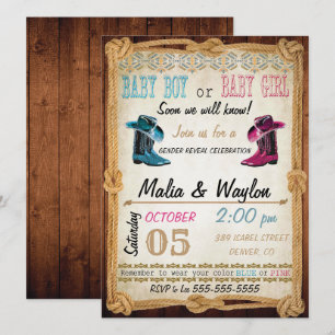 Western Style Baby Reveal Dusche einladen Einladung