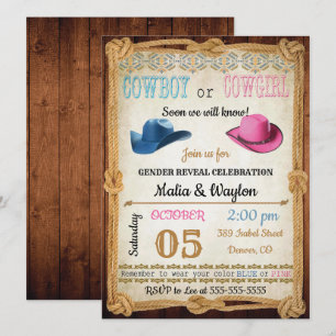 Western Style Baby Reveal Dusche einladen Einladung