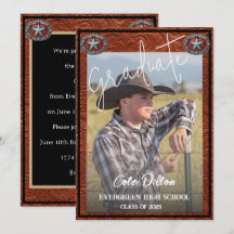 Western Style Cowboy Foto Abschluss Einladung