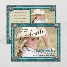 Western Style Cowgirl Foto Grad Ankündigungskarte Ankündigung