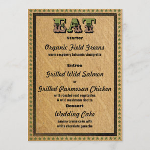 Western Style Empfang PartyAbendmenü Menükarte