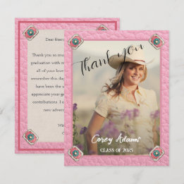 Western Style Pink Cowgirl Foto Abschluss Dankeskarte