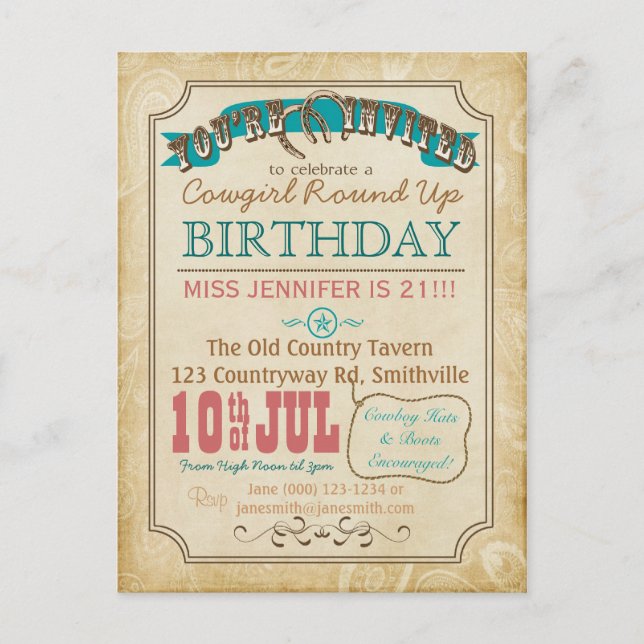 Western Style Postcard Einladung (Vorderseite)