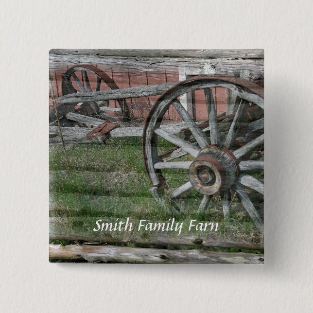 Western Style Rustic Wagenrad Button Button (Vorderseite)