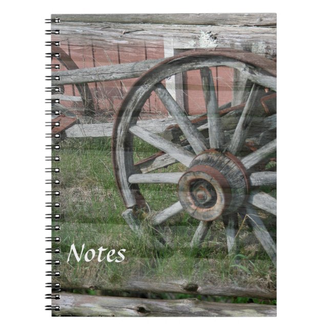 Western Style Rustic Wagenrad Spiral Notebook Notizblock (Vorderseite)