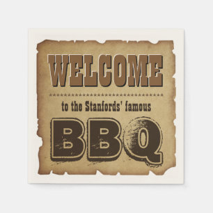 Western Style Willkommen bei unserem BBQ (anpassba Serviette