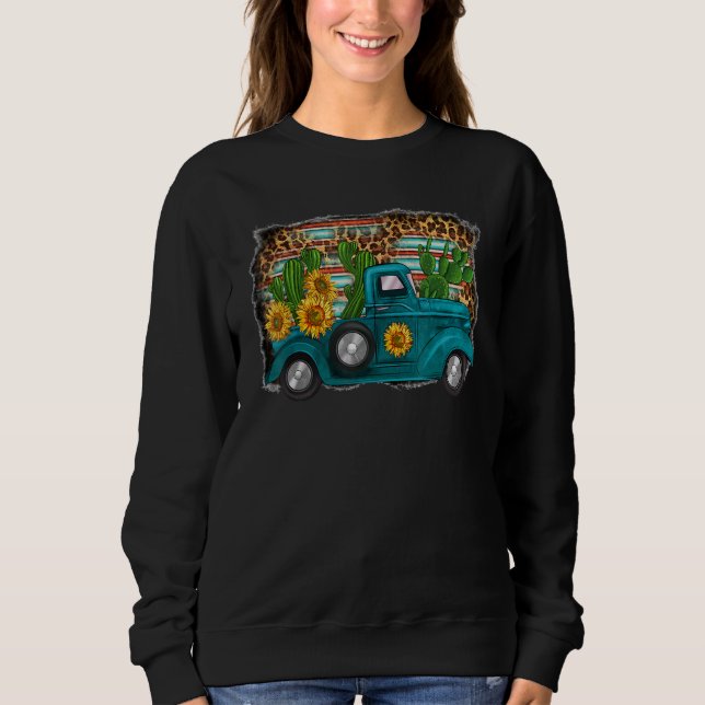 Western Sunflower Truck Country Leopard farm Sweatshirt (Vorderseite)
