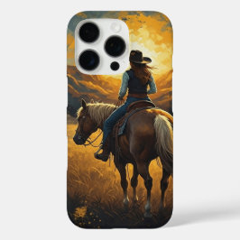 Western Sunset Cowgirl iPhone-Schutzhülle iPhone 16 Pro Hülle