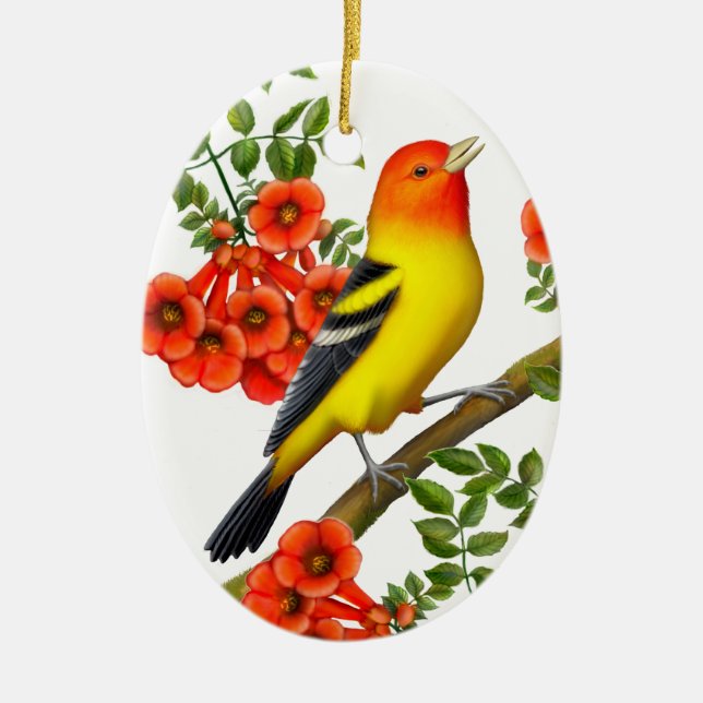 Western Tanager im Traumhaus Keramik Ornament (Vorne)