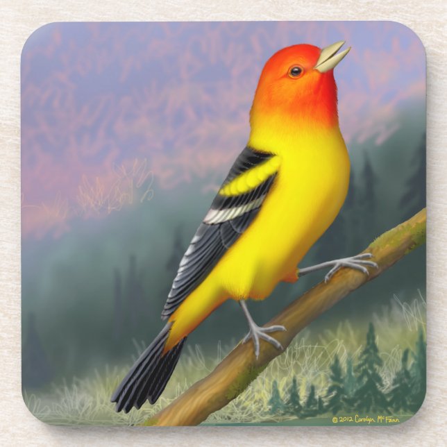 Western Tanager Wild Bird Cork Untersetzer (Vorderseite)