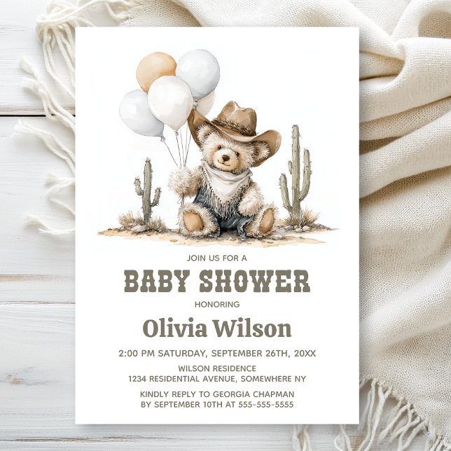 Western Teddy Bear Baby Shower Invitation Einladung (Von Creator hochgeladen)