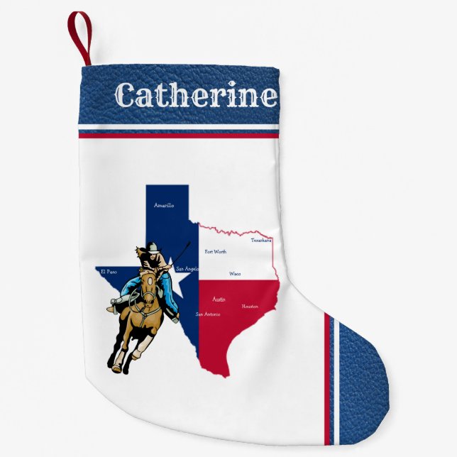 Western-Texas-Cowgirl an mit PferdeImitat-Leder Kleiner Weihnachtsstrumpf (Vorderseite)
