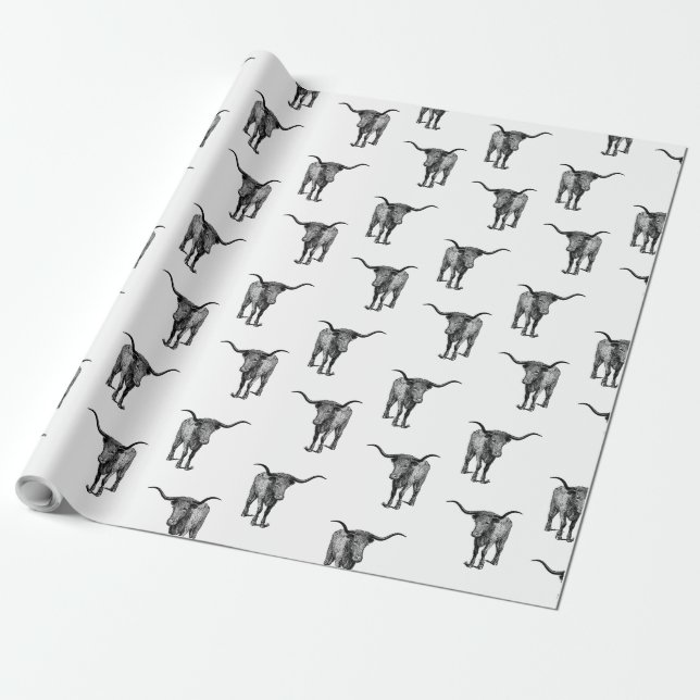 Western Texas Longhorn Bull CUSTOM FARBE Geschenkpapier (Ungerollt)