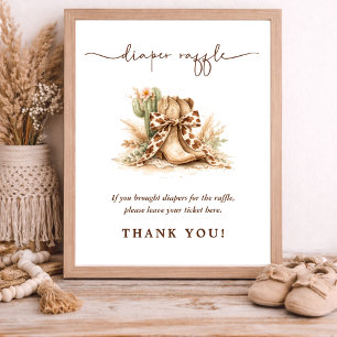 Western Texas Rodeo Baby Shower Windel-Raffel-Schi Poster