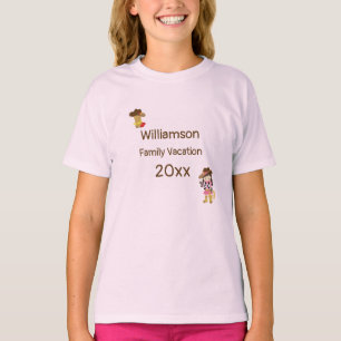 Western Thema Cowboy Familienurlaub Personalisiert T-Shirt