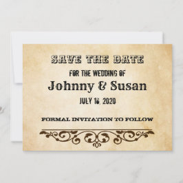 Western-Thema Hochzeitsszenierung Speichern Sie di Save The Date