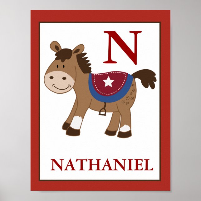 Western Thema Pferd Kinderzimmer drucken Poster (Vorne)