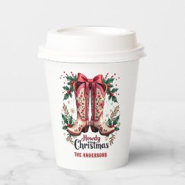 Western Theme Howdy Christmas Cowgirl Boots Pappbecher