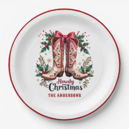 Western Theme Howdy Christmas Cowgirl Boots Pappteller