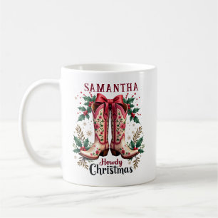 Western Theme Howdy Weihnachten Cowgirl Stiefel Kaffeetasse