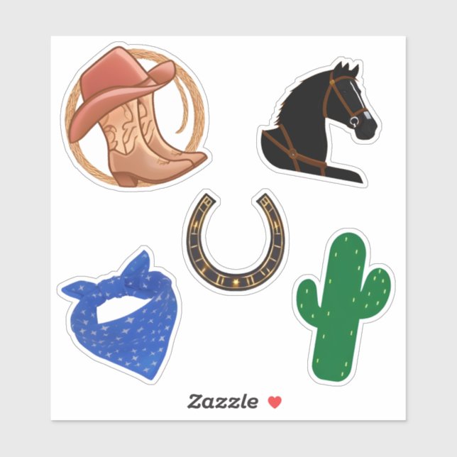 Western Theme Party Cowboy Cowgirl Rodeo Wild West Aufkleber (Blatt)