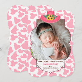Western Theme Pink Cowgirl New Baby Foto Ankündigung