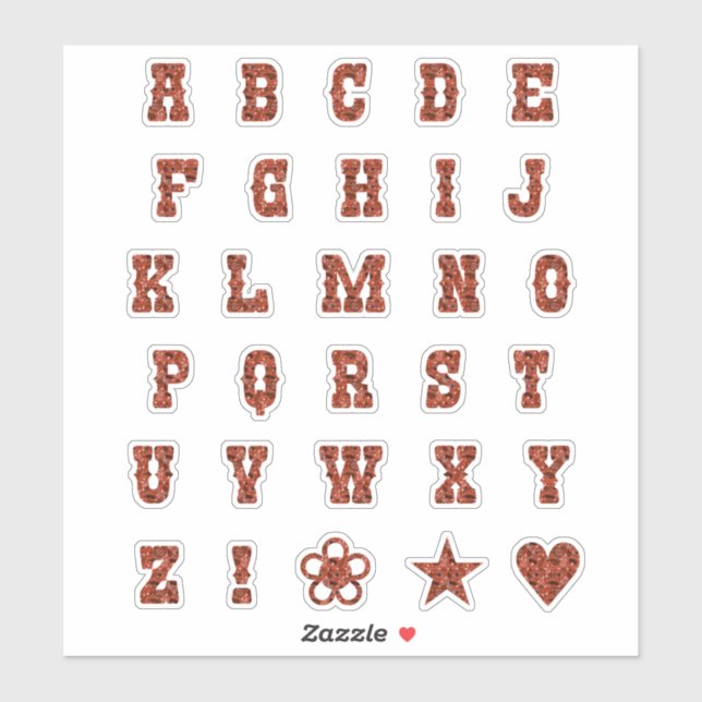 Western Theme Schriftart Red Paisley Alphabet Lett Aufkleber (Blatt)