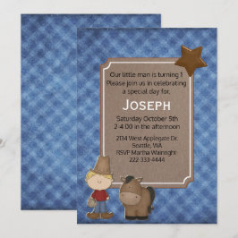Western Themed Baby Boy Einladung zum ersten Gebur