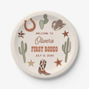 Western Themed First Rodeo Geburtstag Pappteller