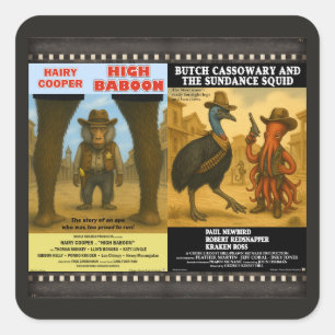 Western-Tierfilm-Plakatparodie Quadratischer Aufkleber