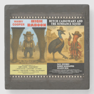 Western-Tierfilm-Plakatparodie Steinuntersetzer