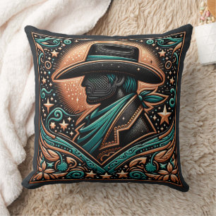 Western Toolkit Leder Print Cowboy Kissen