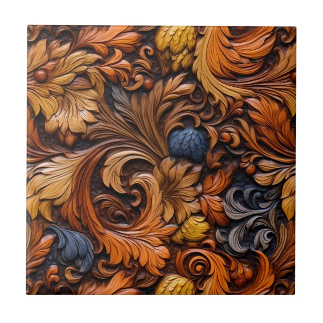 Western Toolted Leather Keramik Tile Fliese (Vorderseite)