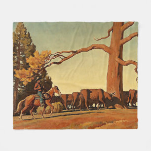 Western "Top of the Ridge" Kunst von Maynard Dixon Fleecedecke