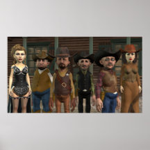 Western Townvolk - Grosses Farbposter