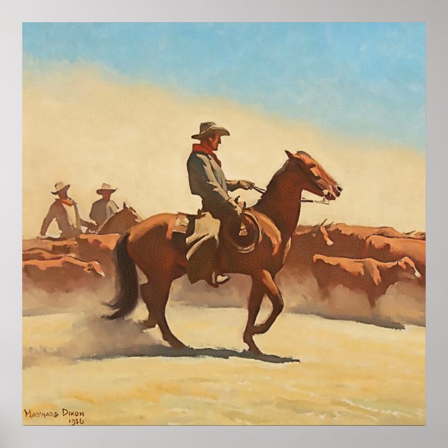 Western "Trail Herd" von Maynard Dixon Poster (Vorne)