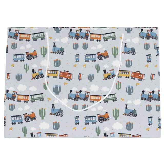 Western Train Adventure - Geschenktasche | Niedlic Große Geschenktüte (Vorderseite)
