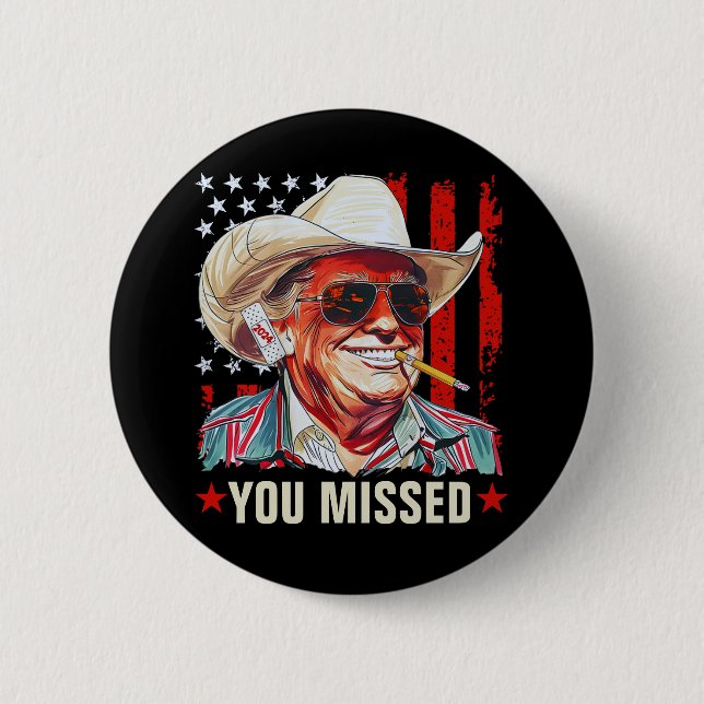 Western Trump Cowboy | Sie haben Trump 2024 vermis Button (Vorderseite)