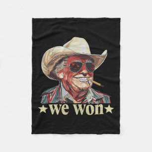 Western Trump Cowboy We Won American Flag Cowboy H Fleecedecke