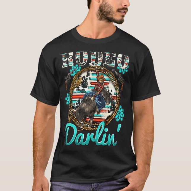 Western Turquoise Rodeo Darlin' Barrel Racing Bull T-Shirt (Vorderseite)