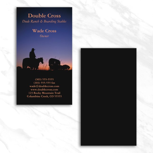 Western Typ Ranch Visitenkarte (Western Sunset Photo Dude Ranch Business Card)