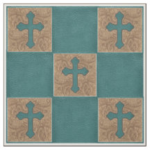 Western-überzieht queres aquamarines/Brown-Imitat