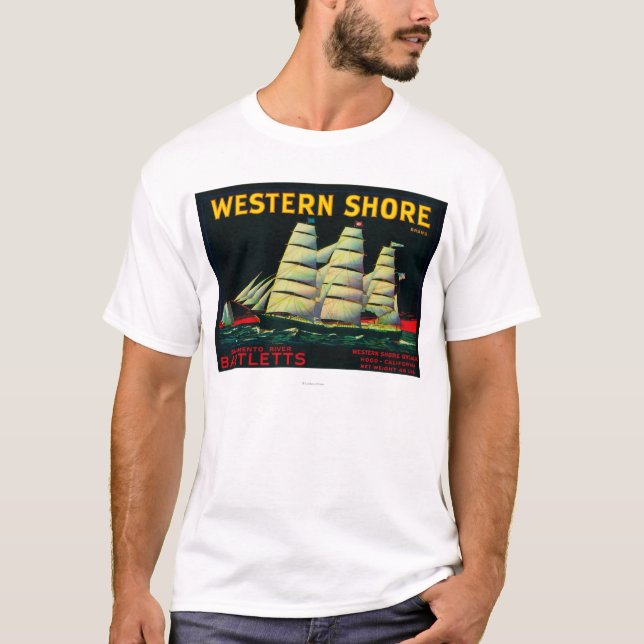 Western-Ufer-Birnen-Kiste LabelHood, CA T-Shirt (Vorderseite)