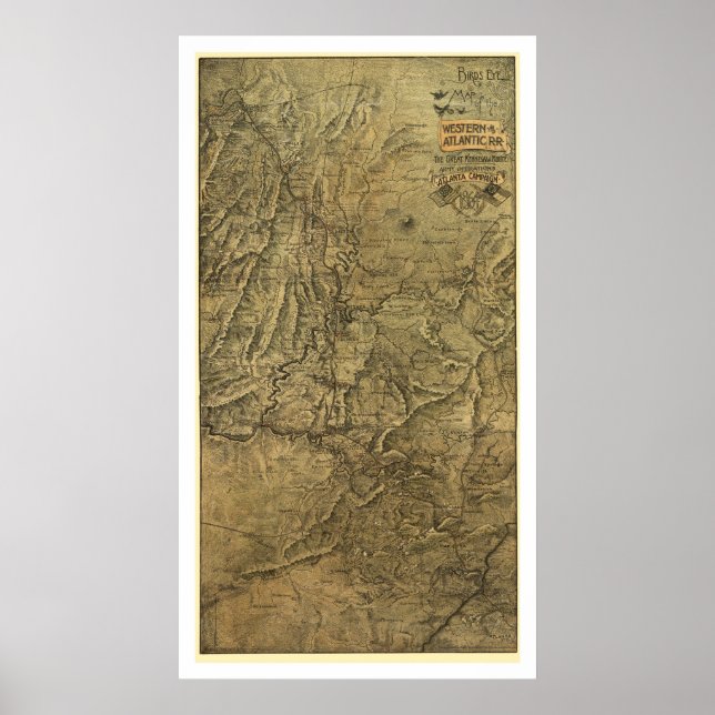 Western und Atlantische Eisenbahn Karte 1887 Poster (Vorne)
