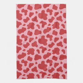 Western Valentines Day Cow Print Cowgirl Pink Red Geschirrtuch
